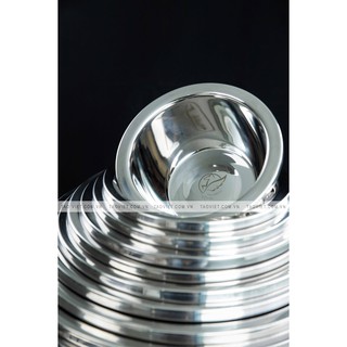 Thau Inox cao cấp hai lớp 24cm đa năng Thau đựng đá giữ nhiệt thau rửa mặt rửa rau củ Tô trộn gỏi đa năng
