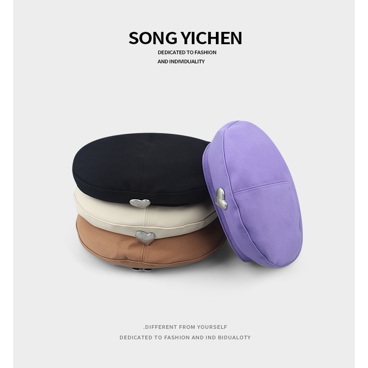 Mũ Beret Phối Khóa Kim Loại Phong Cách Hàn Quốc Cho Nam Nữ
