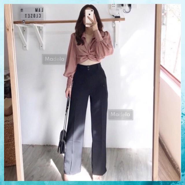Quần Ống Rộng Nữ Lưng Cao, Quần Ống Suông Nữ Lưng Cao Khóa Trước Có Cúc | BigBuy360 - bigbuy360.vn