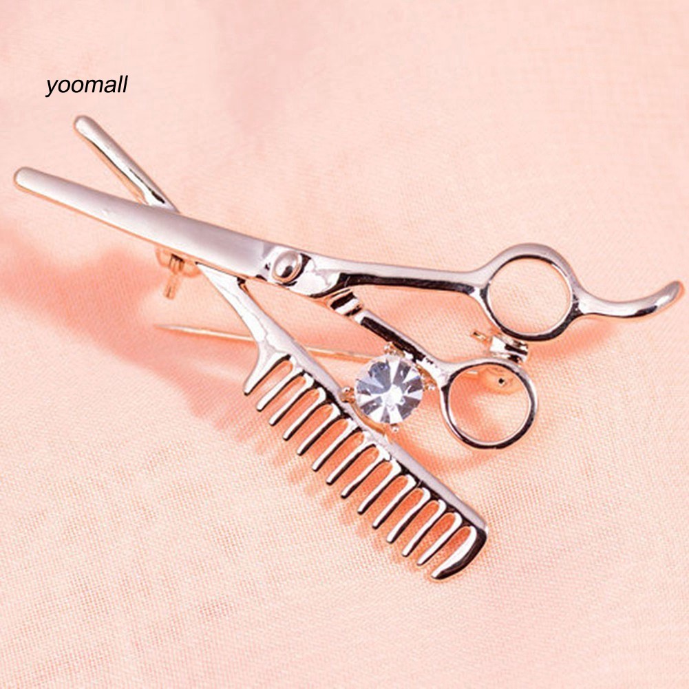 Trâm cài hình kéo và lược đính đá giả trang trí xinh xắn