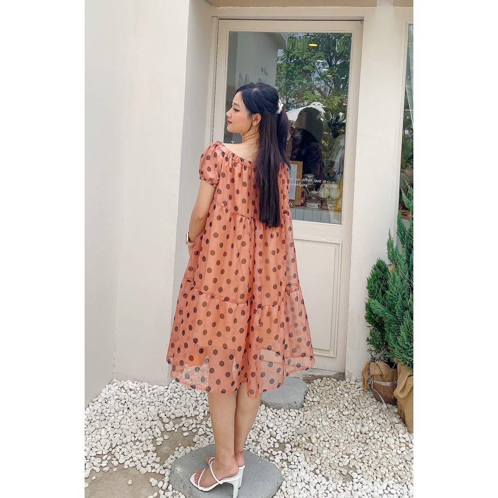 Đầm Bầu bi nhún tầng trẻ trung