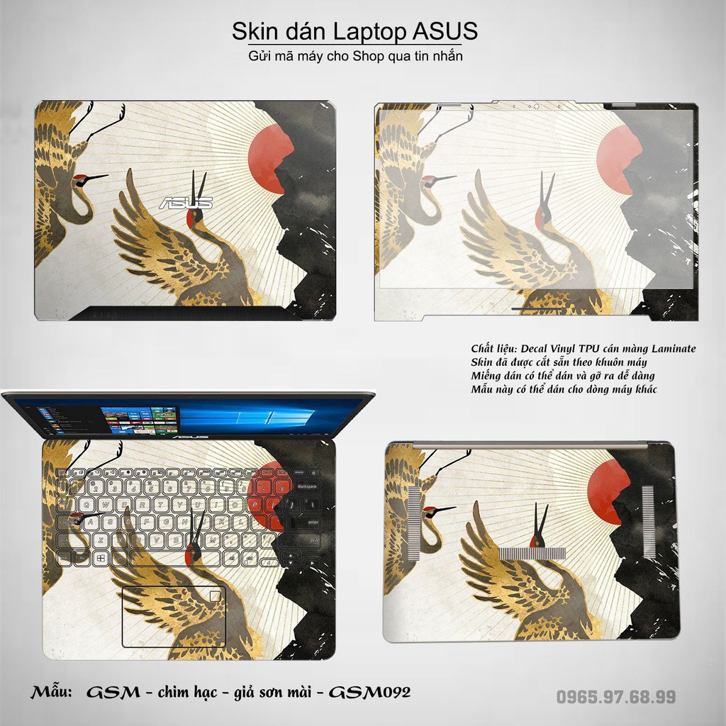 Skin dán Laptop Asus in hình giả sơn mài (inbox mã máy cho Shop)