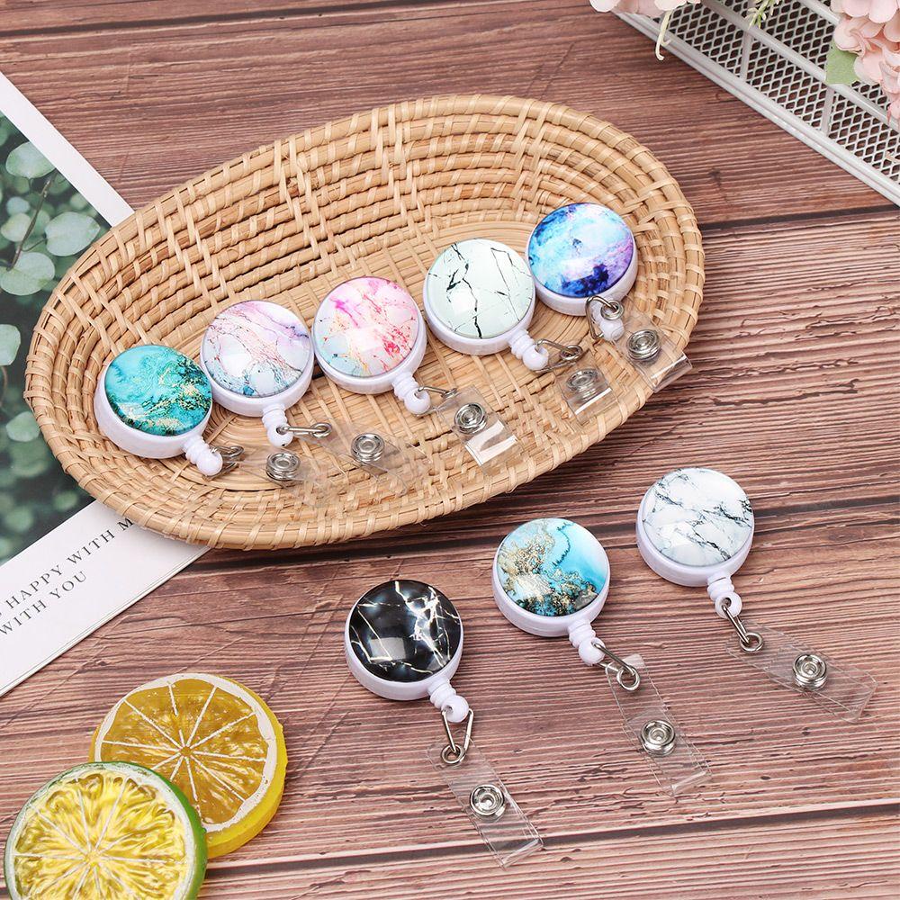 CHOOKEY 1 Kẹp Giữ Thẻ ID / Thẻ ID Chống Thất Lạc Họa Tiết Vân Đá Cẩm Thạch Chất Lượng Cao