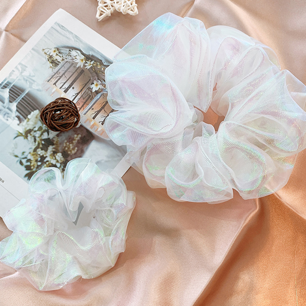 Dây Cột Tóc Scrunchies Màu Sắc Lấp Lánh Thời Trang Xinh Xắn