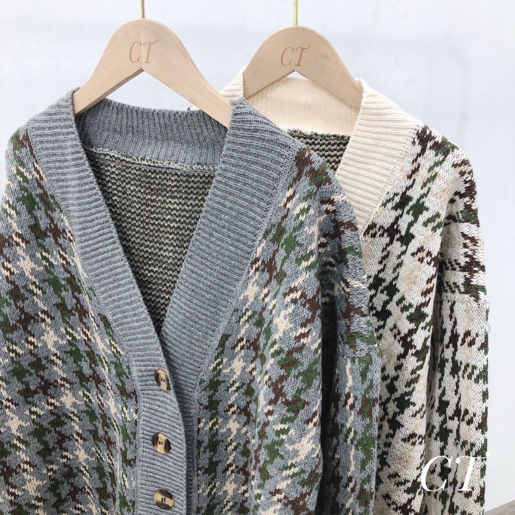 Áo len cardigan zic zac Hàn Quốc