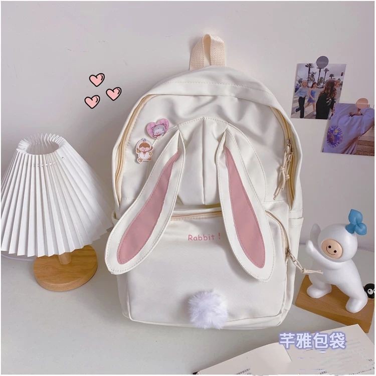 Ba Lô Đi Học Sức Chứa Lớn In Hình Thỏ Dễ Thương Phong Cách Nhật Hàn Cho Nữ