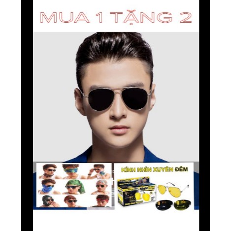 Kính mát nam cao cấp đẹp nhất + TẶNG KÍNH ĐI ĐÊM VÀ KHĂN ĐA NĂNG