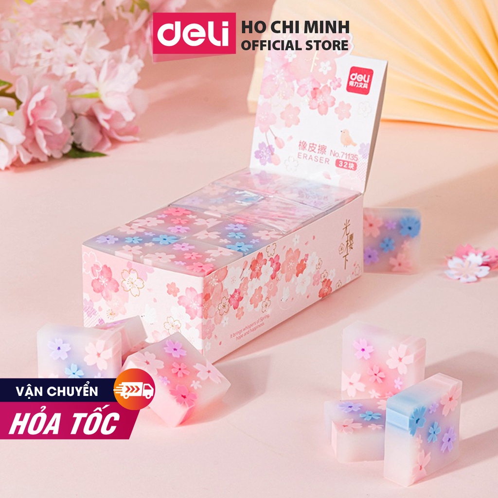 [Mã LIFE1404ALL giảm 20K đơn 50K] Gôm tẩy Deli hình hoa anh đào Nhật Bản - 1 chiếc - Dành cho học sinh - 71135 / 71136