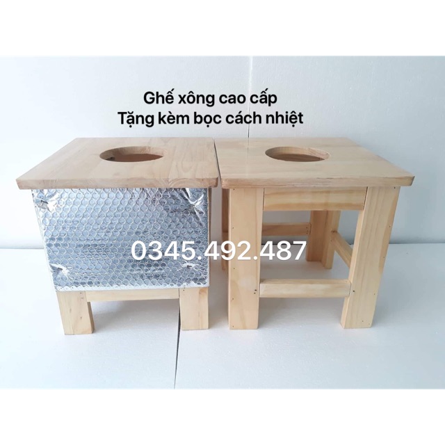 Ghế gỗ xông vùng kín cao cấp tặng kèm bọc cách nhiệt