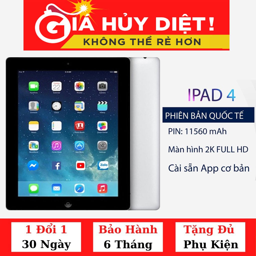 🤗[Mã VIETIPAD6 giảm 100k đơn trên 2TR] -  iPad 4 chính hãng Apple