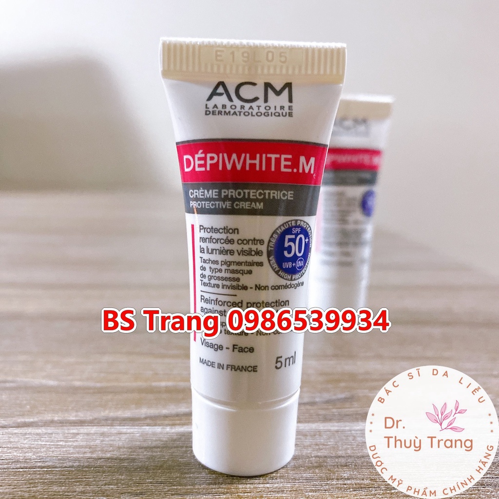 Kem chống nắng giảm nám và sạm da ACM Depiwhite M Protective Cream SPF 50+ - Minisize 5ml