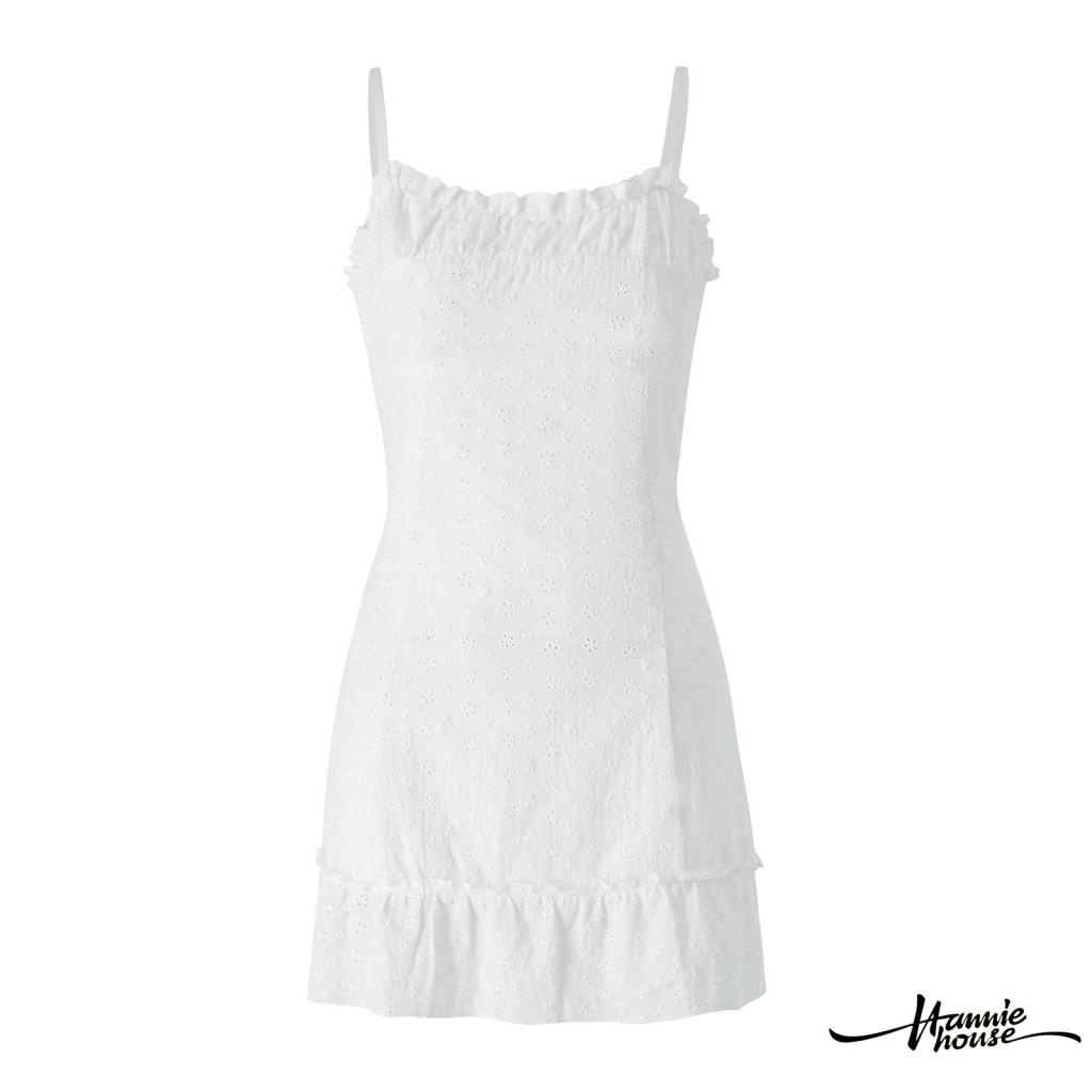 Đầm Ren Mini Xếp Li Phía Trước Phối Dây Buộc Phía Trước Cho Nữ