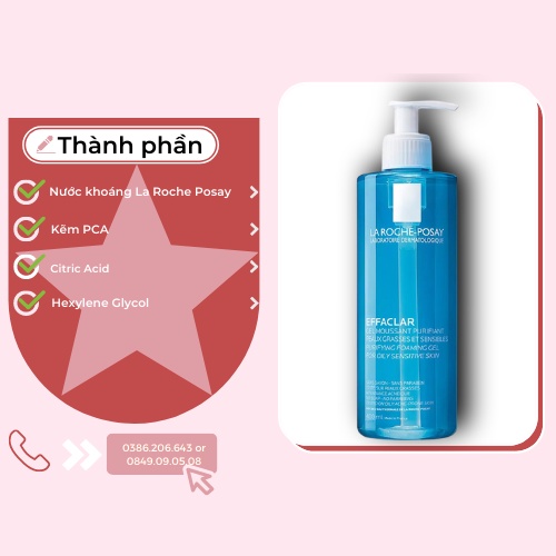 Sữa Rửa Mặt Cho Da Dầu, Da Nhạy Cảm La Roche Posay Effaclar Purifying Foaming Gel 400ml SRM4110