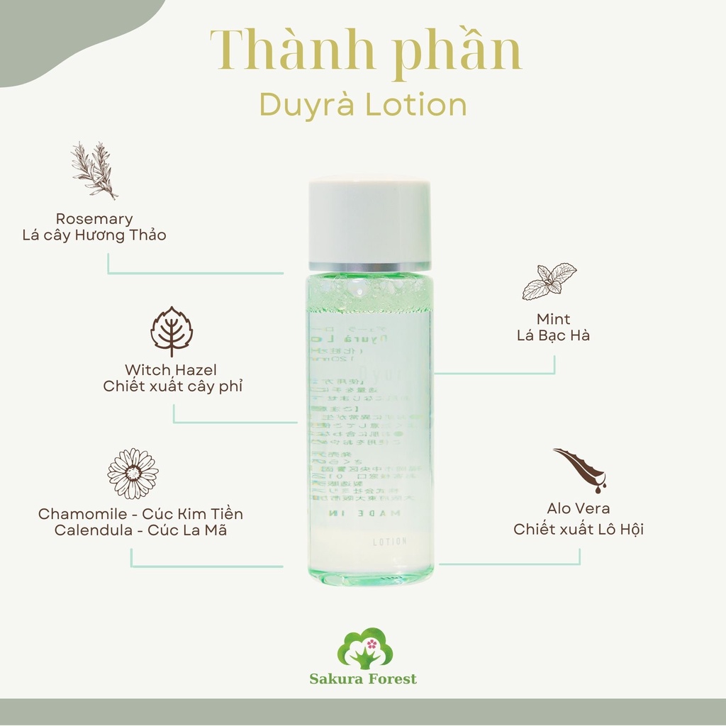Tinh Chất Dưỡng Ẩm, Dưỡng Sáng Da Duyrà Lotion, Nước Cân bằng Da Se Khít Lỗ Chân Lông, 100ml