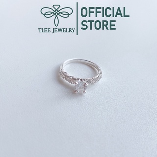 Nhẫn bạc nữ TLEE bốn chấu viền xoắn nạm đá TleeJewelry A412