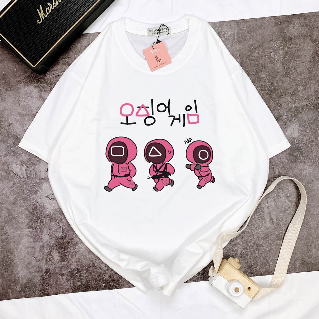 Áo thun SQUID GAME tay ngắn Be Yourself unisex size M L XL - CHIBI CHỮ HÀN TRÒ CHƠI CON MỰC