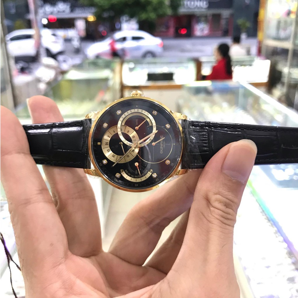 Đồng hồ nam SUNRISE 1146PA Full hộp, thẻ chính hãng, Kính Saphire chống xước chống nước tốt