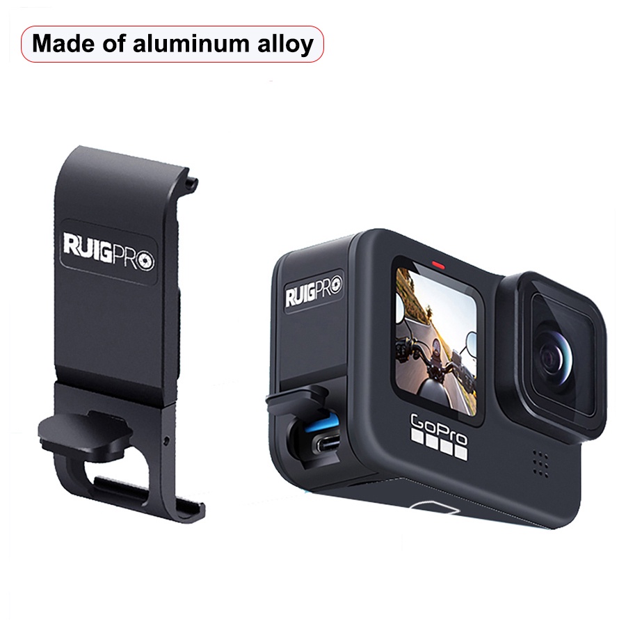Nắp đậy pin bằng hợp kim nhôm màu đen loại C có nắp tháo rời cho GoPro Hero 10 9 go9