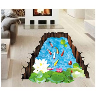 DECAL DÁN TƯỜNG AO CÁ 3D