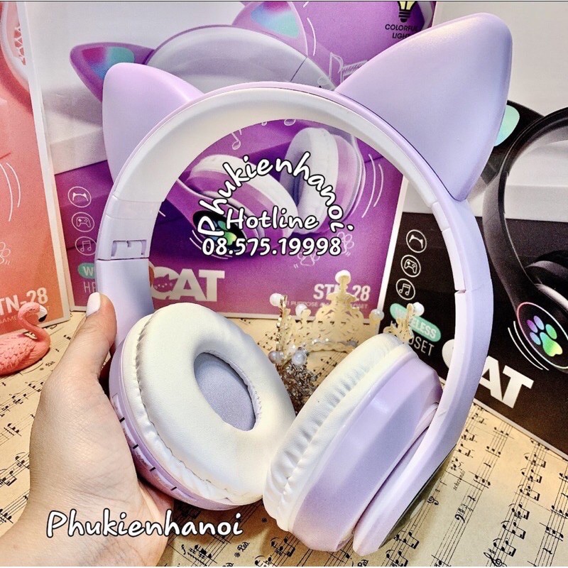 Tai Nghe Không Dây , Chụp Tai Mèo STN-28 , Bluetoth 5.0 , Có mic đàm thoại | BigBuy360 - bigbuy360.vn