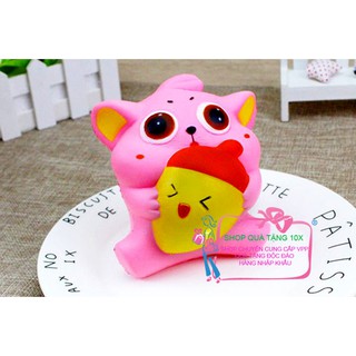 Squishy mèo ôm hạt dẻ - bao bì xịn