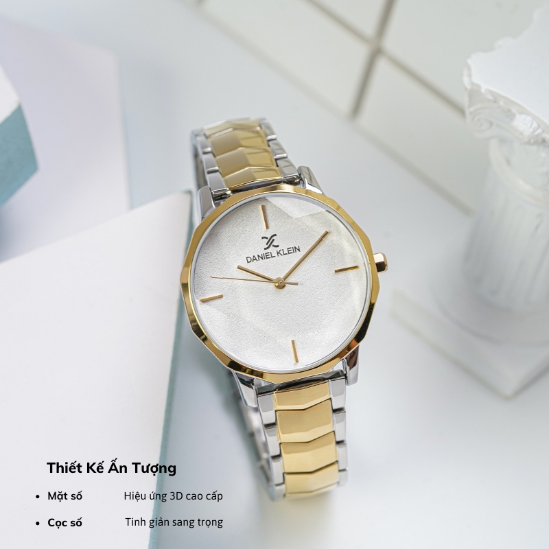Đồng hồ nữ Daniel Klein Watch DK.1.12555 mặt nhỏ kính cứng chống xước, chống nước, dây thép đeo tay cao cấp chính hãng