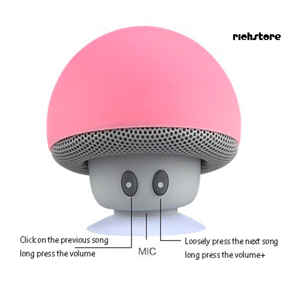 【Ready stock】 Portable Mini Cute Mushroom Waterproof Sucker Bluetooth Speaker Bass Sound Box