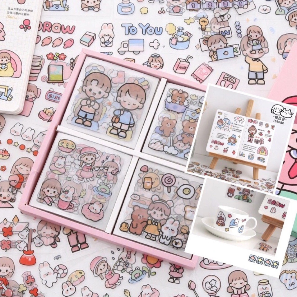 Sticker Cute, Miếng Sticker Hình Dán Họa Tiết Hoạt Hình Trang Trí