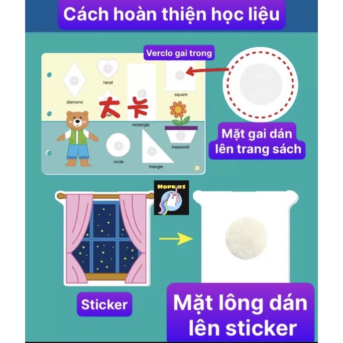 Học liệu bóc dán montessori 17 chủ đề giáo dục sớm thông minh cho bé, bảng bận rộn quiet book, busy board