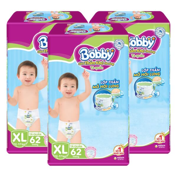Bỉm Bobby tã quần quần M74,L68+8,XL62,XXL56..Mẫu mới