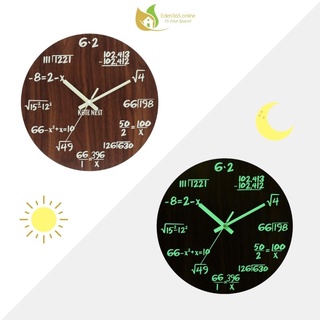 Đồng hồ treo tường dạ quang, đồng hồ kim trôi bằng gỗ với công thức toán họ độc đáo Edenmaths – ĐK 30 cm, quà tặng thầy