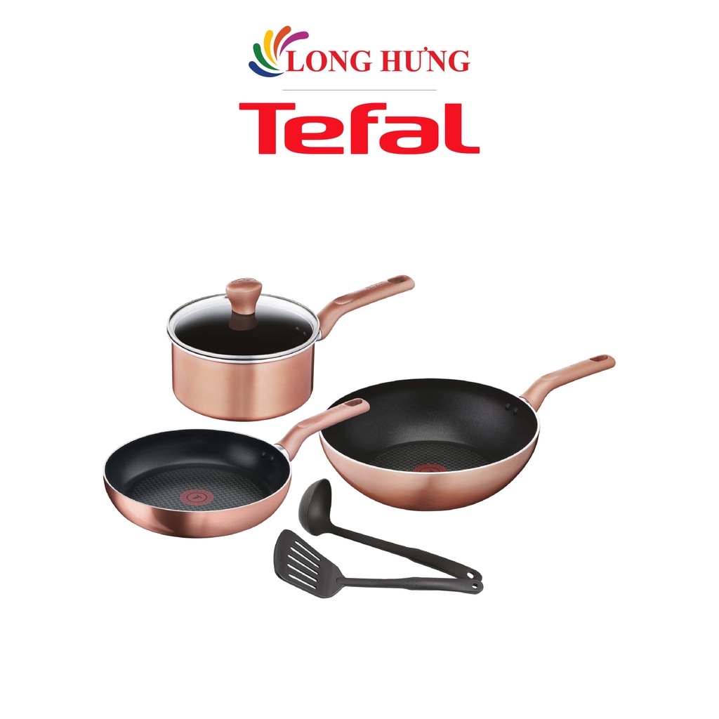 Bộ nồi chảo 6 món Tefal Cook&amp;Shine (Chảo 24/Chảo xào 28/Quánh 18/Sạn/Vá) G803S695 - Hàng chính hãng