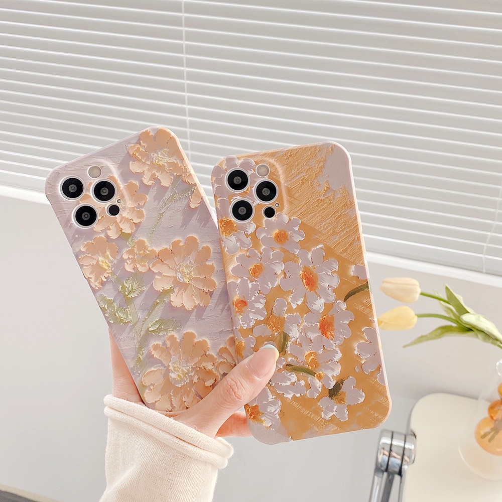 Ốp điện thoại TPU mềm họa tiết hoa cúc cho Apple iPhone 12 Pro Max mini XR XS 11 8 7