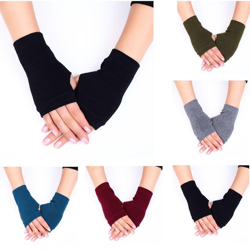 LAYOR1 Găng Tay Len Hở Ngón Giữ Ấm Mùa Thu Đông