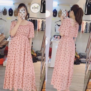 Đầm bầu họa tiết chấm bi ngọt ngào