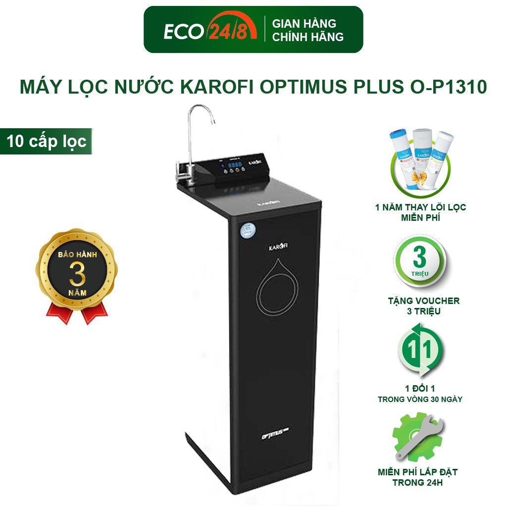 Máy Lọc Nước KAROFI Optimus Plus O-P1310- 10 Cấp Lọc Loại Bỏ 99,99% Chất Độc HạiTrong Nước