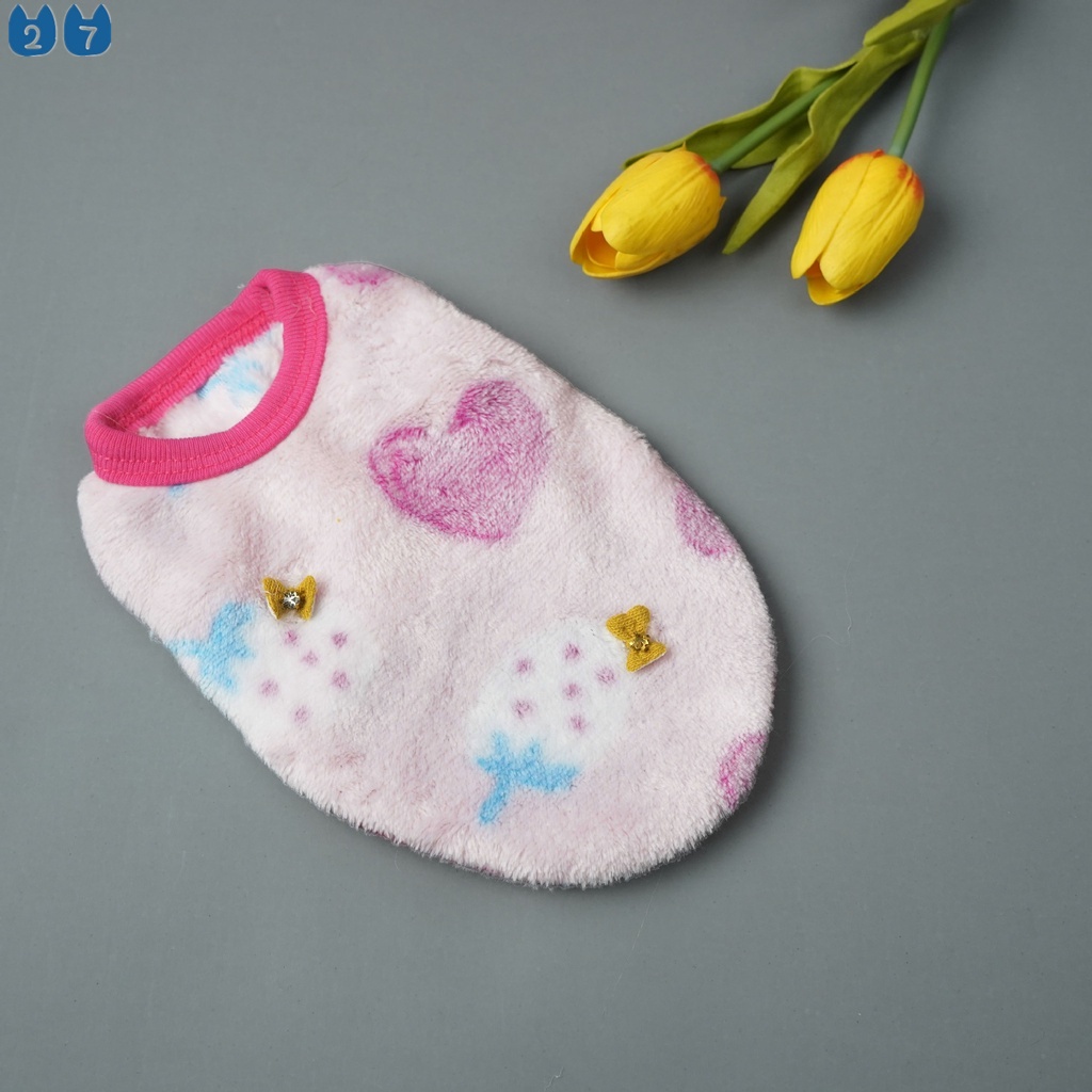 Áo Sweater Không Tay Vải Nhung Mềm Mại Kẻ Sọc Dễ Thương Dành Cho Thú Cưng 27 Thú Cưng