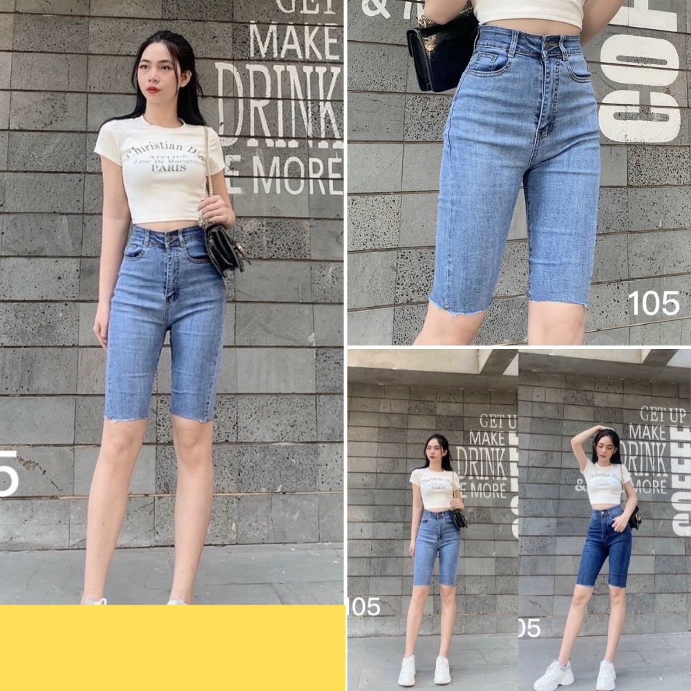 Quần jeans ngố, quần jeans nữ chất co dãn 2 màu đậm nhạt size S M L XL SKUQ-08B kenshop198