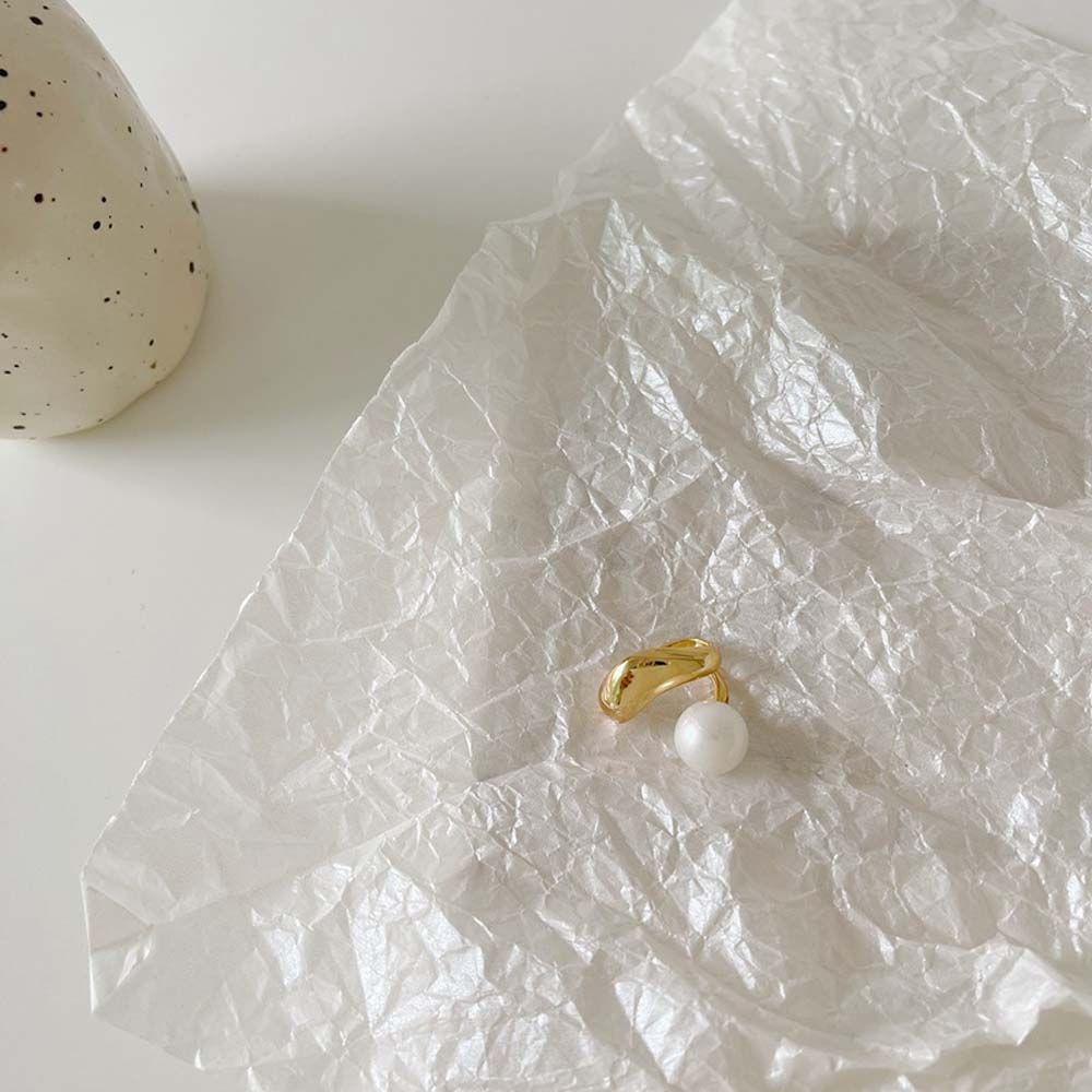 Khuyên tai dạng kẹp hình tròn bằng kim loại đính ngọc trai đơn giản cho nữ