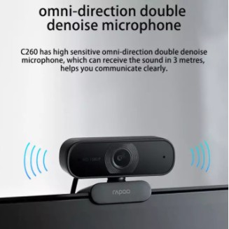 Webcam Rapoo C260 1080P Full HD Có Mic Giảm Tiếng Ồn Máy Ảnh Web USB, Dành Cho Máy Tính