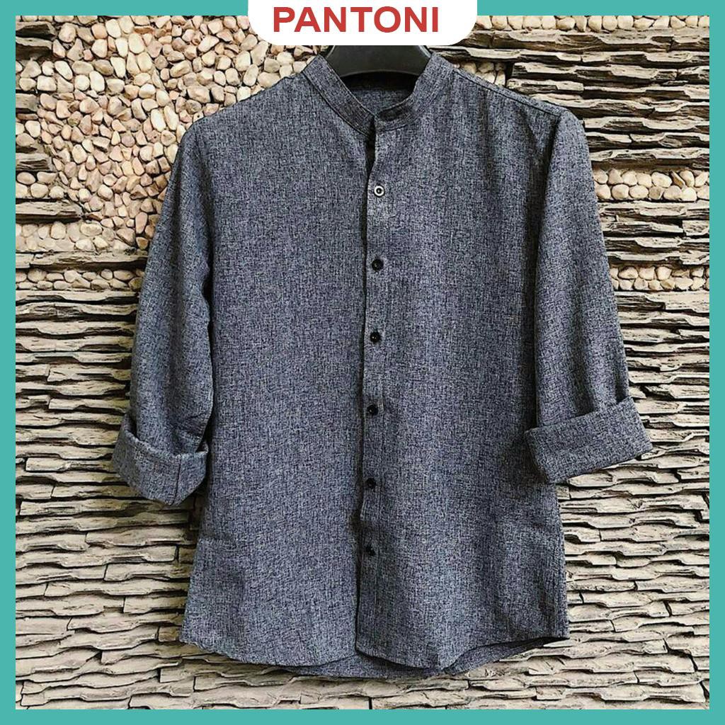 Áo sơ mi đũi CỔ TÀU màu Xám Tiêu chất vải đũi cao cấp | BigBuy360 - bigbuy360.vn