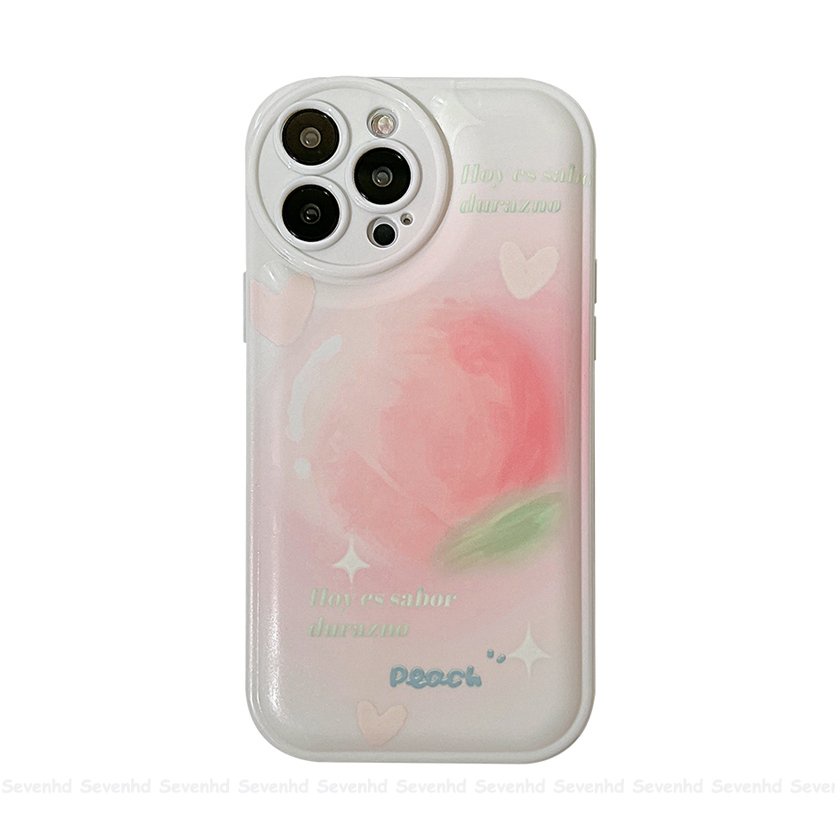 Ốp Điện Thoại Mềm Họa Tiết Quả Đào Mắt To Đơn Giản iPhone 14 13 12 11 Pro Max X XR Xs Max 8 7 6 6s Plus SE 2020