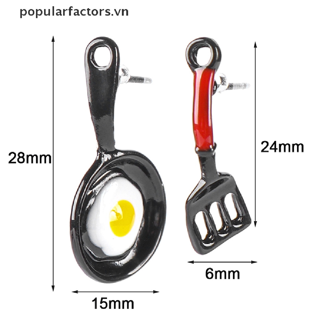 Bông Tai Hình Trứng Chiên Tráng Men Không Đối Xứng Dành Cho Nữ