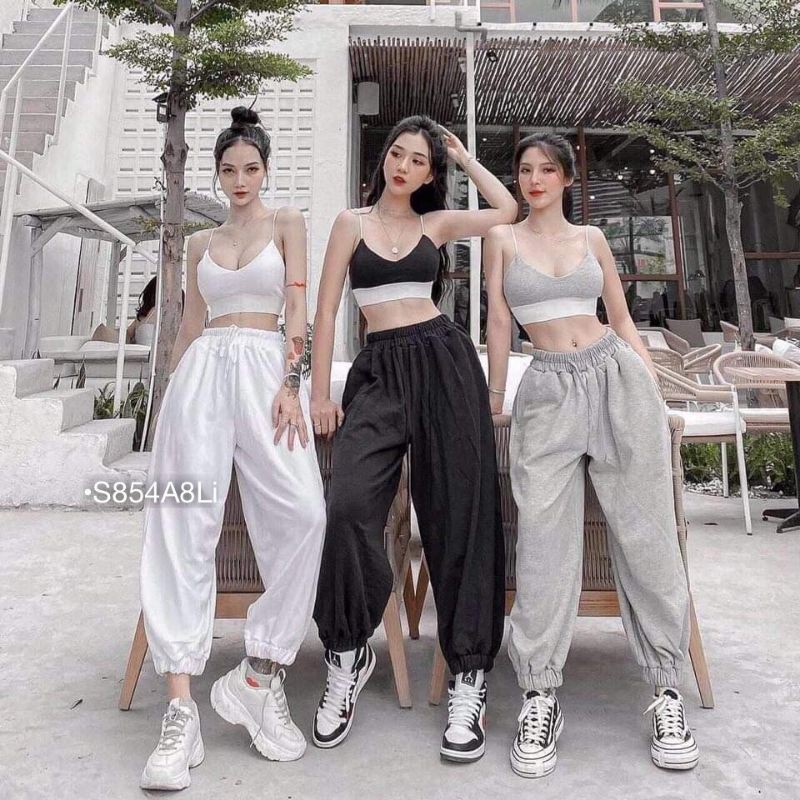 SET THỂ THAO CROPTOP 2 DÂY SỌC QUẦN BO