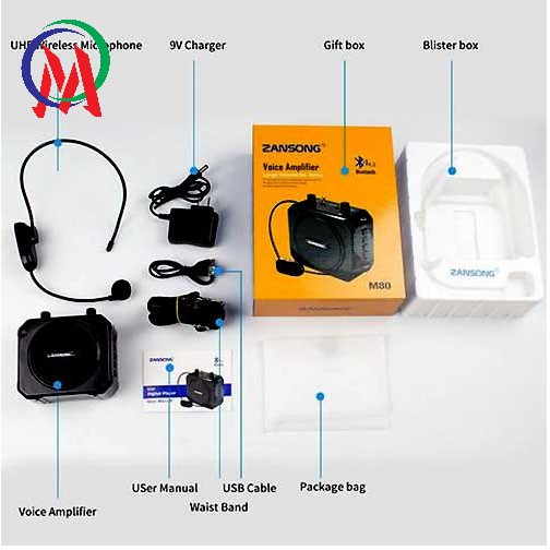 Loa trợ giảng Zansong M80 có bluetooth 4.2 kèm mic ko dây