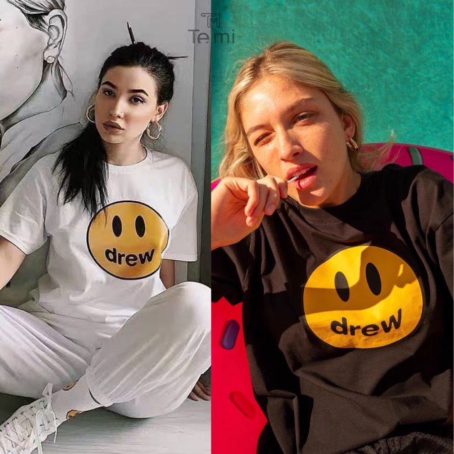 Áo Thun Tay Lỡ Drew House mặt cười, Áo Phông Form Rộng Oversize Nam Nữ Unisex, 3158 Cotton, phong cách Hàn Quốc