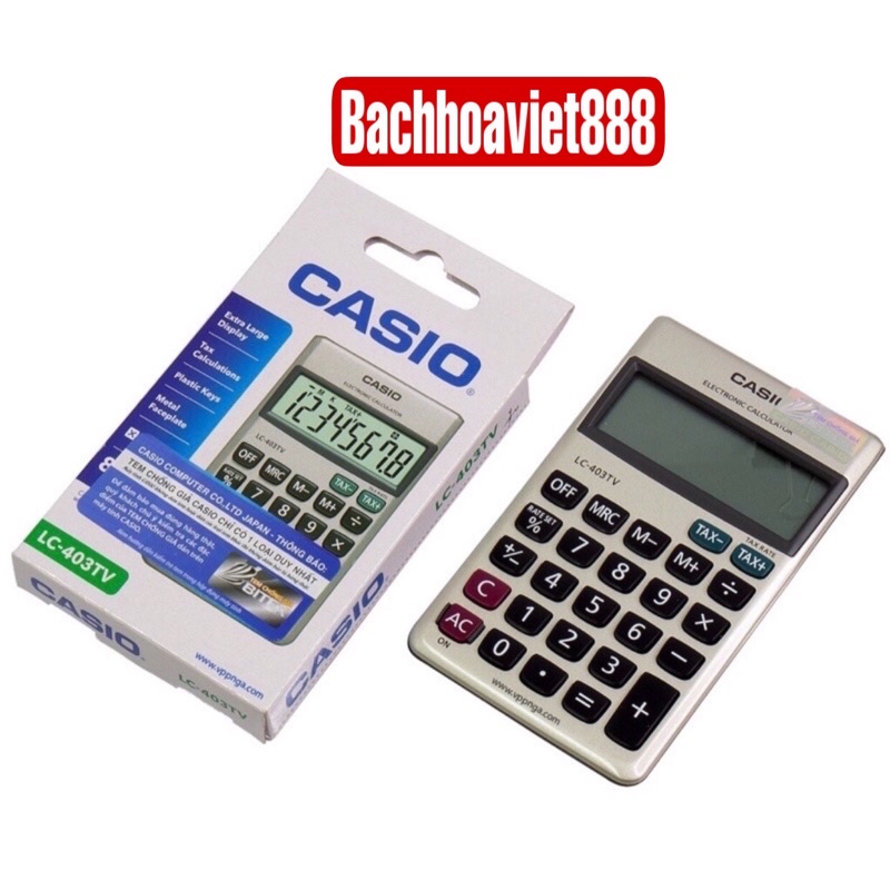 Máy tính Casio LC 403TV chính hãng, kích thước 118,5x70x75mm, máy tính bỏ túi nhỏ gọn hữu dụng