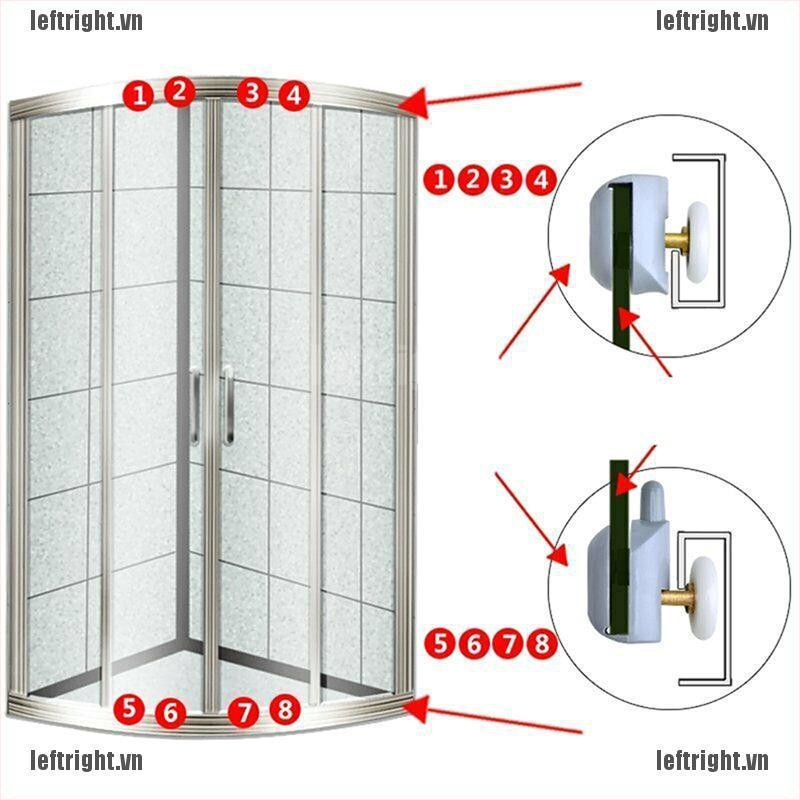 Set 8 con lăn trượt cửa nhà tắm kính 25mm