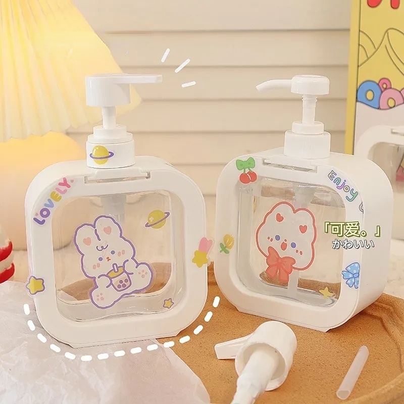 Bình Nhựa Rỗng 500ML Đựng Xà Phòng/Dầu Gội Đầu Dạng Nhấn Hình Vuông Đa Năng Cho Nhà Tắm