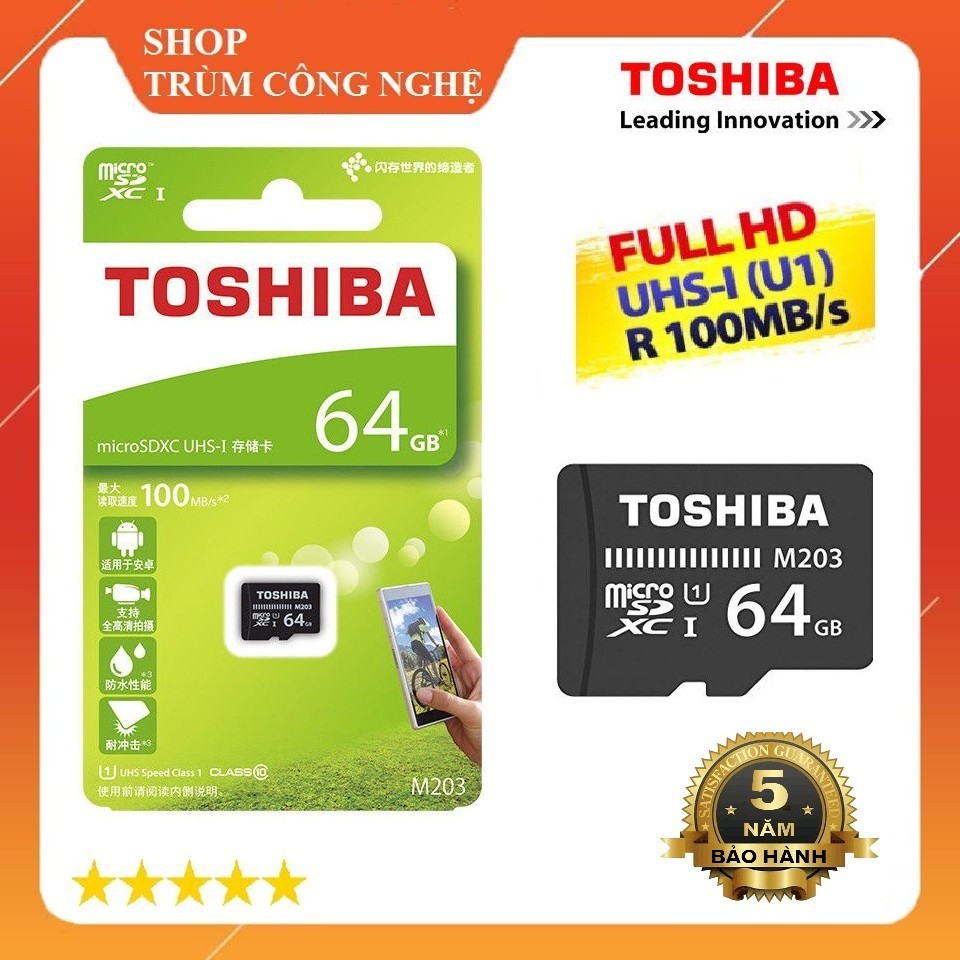 (Chính Hãng) Thẻ Nhớ MicroSD 64GB Class 10 UHS-I 100MB/S Toshiba
